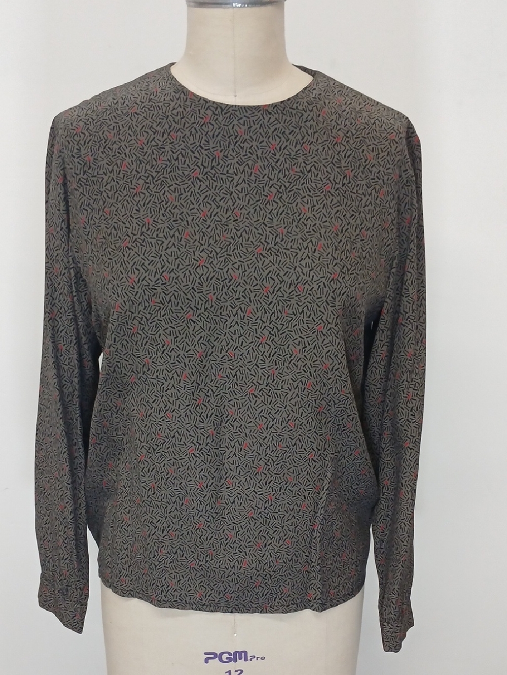 Vintage Italian Silk Printed Long Sleeve Blouse